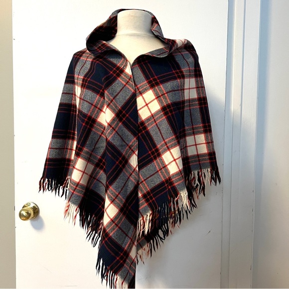 Tartan Plaid Fringe Shawl Wrap Vintage Wool Scottish Style Fall Spring Lewks - Picture 5 of 12